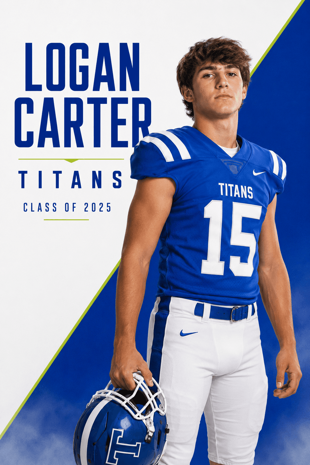 Logan Carter Titans 2 by 3 football player banner